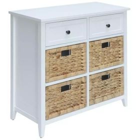 30" X 13" X 28" White Wood Veneer 6 Drawers Accent Chest
