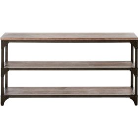 60" X 16" X 30" Weathered Oak And Antique Silver Console Table