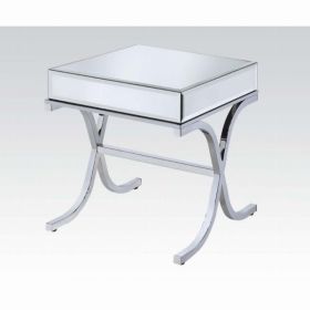 21" X 21" X 22" Mirrored Top And Chrome End Table