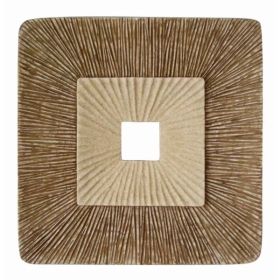 1" x 14" x 14" Brown Concave Square Double Layer Ribbed  Wall Plaque Set of 2