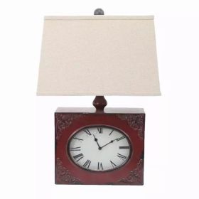 7" x 7" x 22" Red, Vintage, Metal Clock Base - Table Lamp