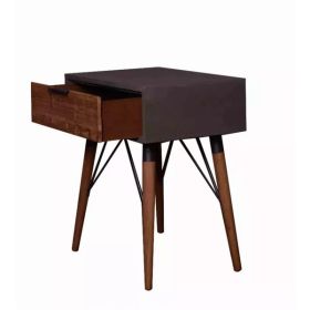 14.2" x 19.7" x 23.6" Gray Pastoral Loft Wooden  End Table