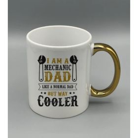 "Cool Dad Mechanic" Gold Handle Coffee Mugs | By Trebreh Designs