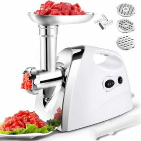 Home And Commercial Stainless Steel  Electric  Meat Grinder Sausage Stuffer Kit (Color: Creamy-White B, Type: Food Processor)